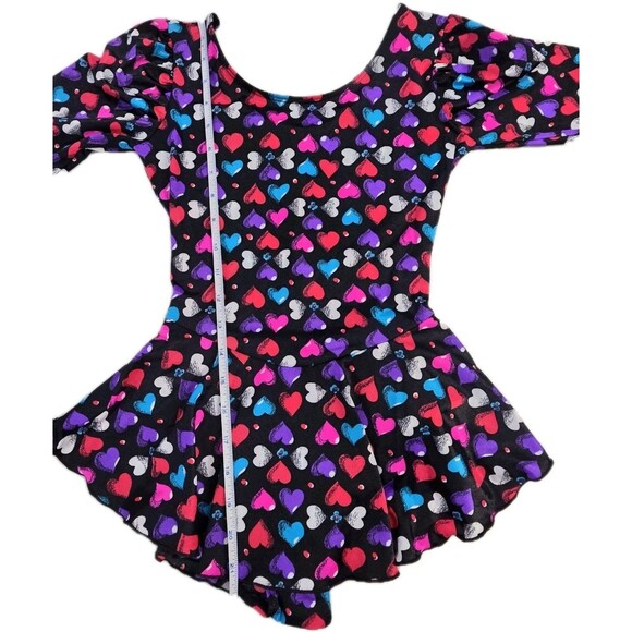 Gilda Marx VTG 90s Hearts Galore Black LS Skirted Leotard Adult Size XS (Y/J) - Picture 12 of 13